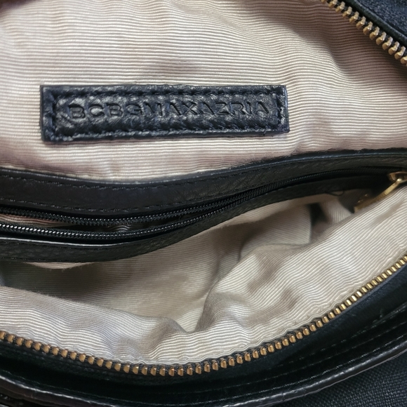 BCBGMaxAzria Black Linen Hobo Bag with Gold Hardware - Picture 8 of 16